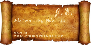 Jávorszky Mária névjegykártya